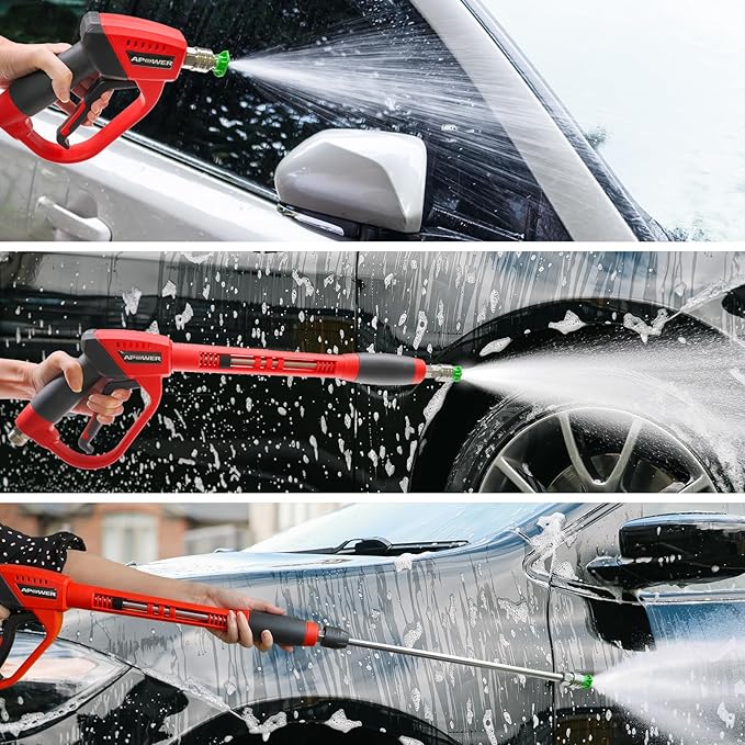 Pressure Washer Gun, with Replacement Wand Extension, 40 Inch Power Washer Long Gun with 5 Nozzle Tips and M22 fittings, Max 5000 PSI