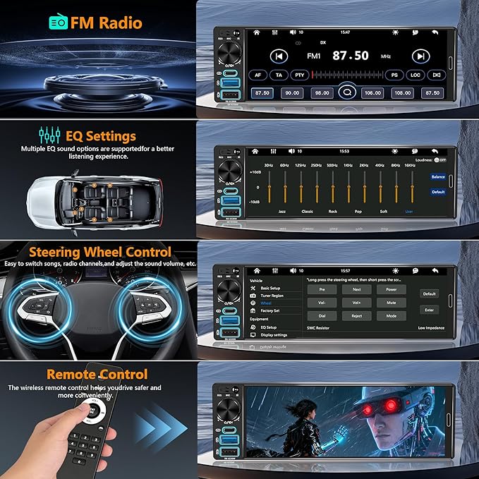 REAKOSOUND Upgrade Your Old Car – 6.5" Single Din Car Stereo with Wireless Apple CarPlay & Android Auto, Bluetooth 6.0, Backup Camera Ready, FM, USB & Type-C, EQ, SWC, MIC