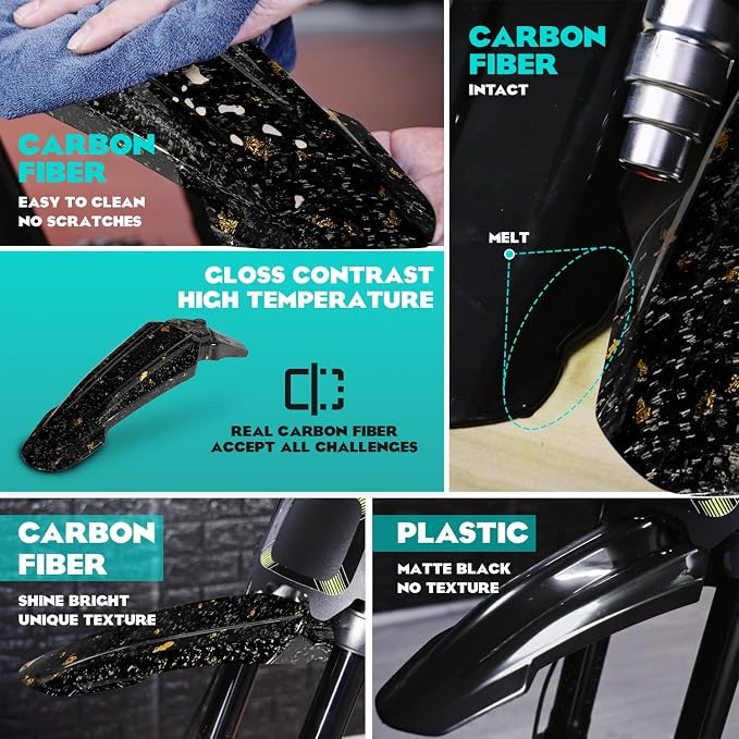 Funparts Sur Ron Front Fender,Carbon Fiber Motorcycle Fender Mud Guard for Surron Sur Ron LBX X260 X160 Electric Dirt Bike Gold