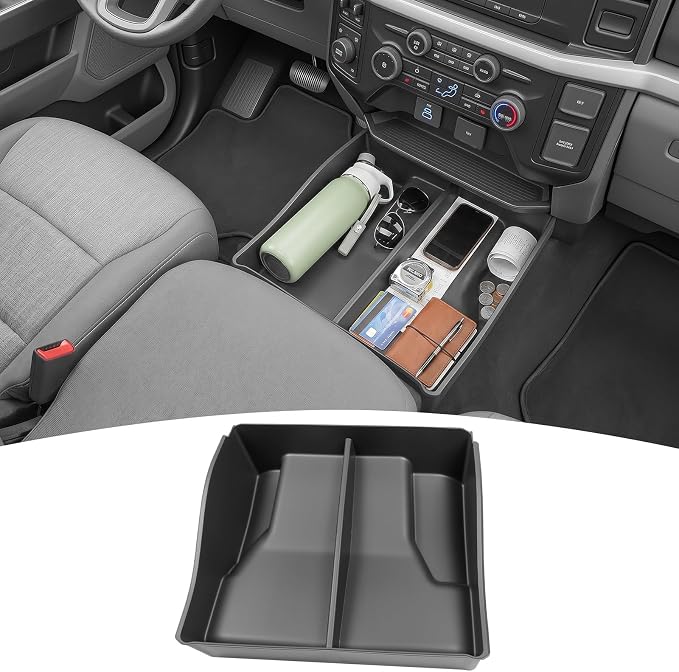 Center Console Floor Organizer for 2015-2026 Ford F150 & 2017-2026 F250 F350 F450 Super Duty Beach Seat Front Storage Box Inserts Tray for 15+ F150/17+ Super Duty Accessories(Jump Seat Only)