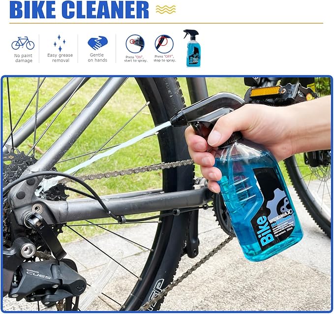 7 in 1 Bike Chain Cleaning Kit, Bike Chain Cleaner includes 350ml Degreaser Spray, 100ml Chain Lube, 4 Brushes & Towel, Bicycle Chain Cleaner for MTB/Road Bicycle