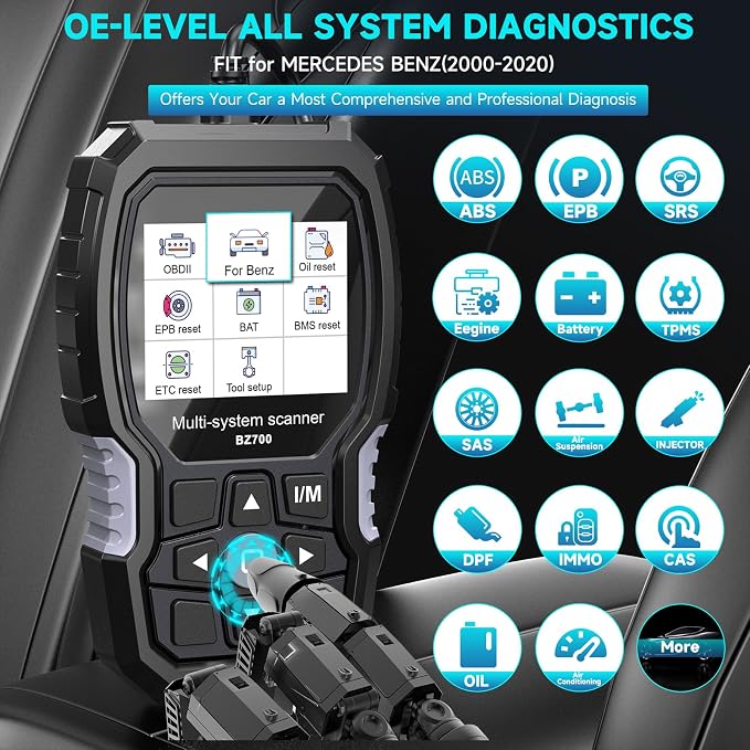 ANCEL BZ700 Mercedes Benz Sprinter/Vaneo/Vito/Viano/V/Metris/Citan/X Smart OBD2 Scanner, Full System Automotive Car Code Reader with All Reset Services, Battery Reset ABS Bleed Airbag EPB Oil SAS TPS
