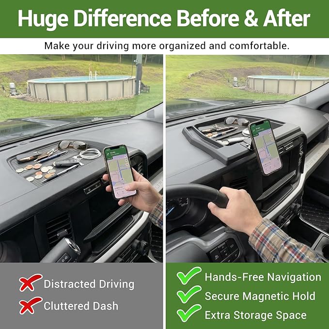 Magnetic Phone Mount Holder for 2023-2026 Ford F250 F350 F450 Super Duty(Without Center Dashboard Speaker) Dash Cell Phone Cradles Adjustable Phone Stand Accessories for 2023+ F250-F450