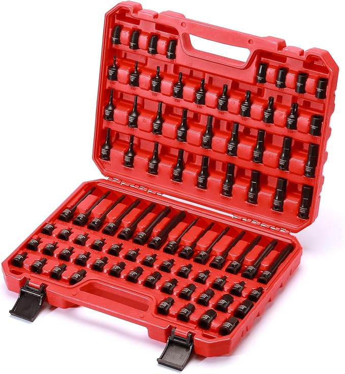 CASOMAN 84 Pieces 3/8" Dr. Master Hex & Torx Bit Impact Socket Set, CR-MO, SAE/Metric, Impact Grade, 3/8" Drive Allen Bit Socket Set