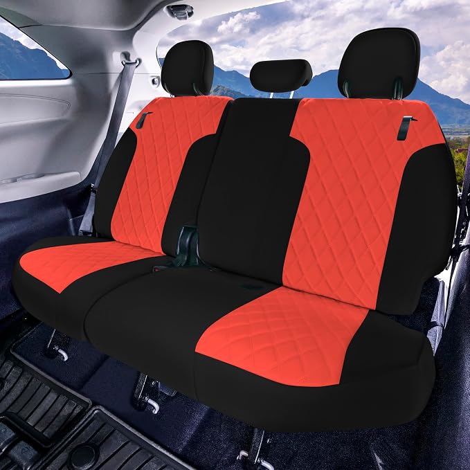 FH Group Custom Fit Car Seat Covers Specifically Made for Toyota Sienna 2021-2024, Red Ultraflex Neoprene 3rd Row Set Automotive Seat Covers, 7-8 Seater SUV Seat Covers, Toyota Accessories