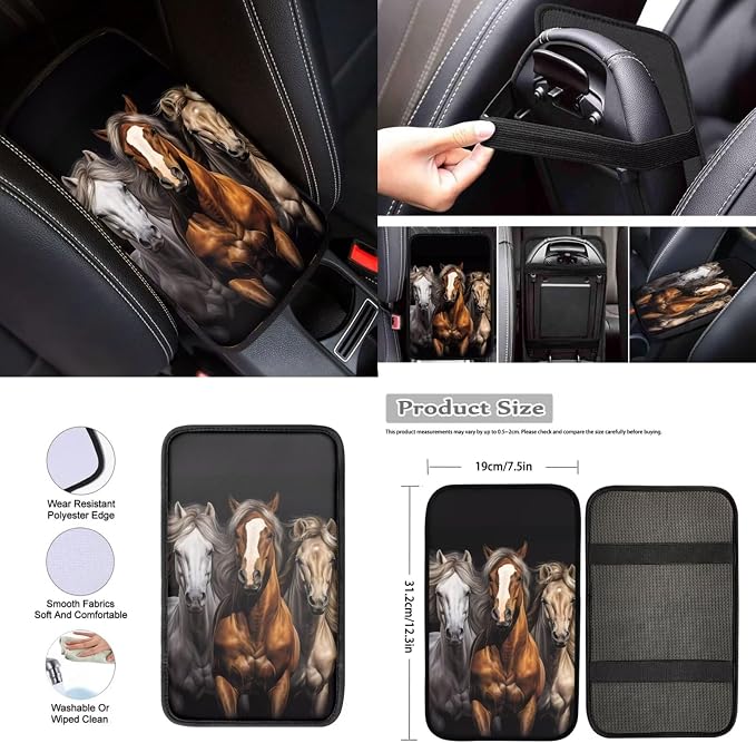 Wild Horse Automotive Seat Cover Set 12 Pcs Center Console Cover Car Seat Belt Pad Cover Steering Wheel Cover Elastic Fabrics Hand Brake Cover Suitable for Most Cars,SUV