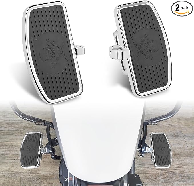 D-shaped Driver Footboards Front Rider Foot Rest Floorboards for Indian Scout Sixty Bobber 2015-2025 Models Foot Pegs Accessories(Chrome, Skull Swords)