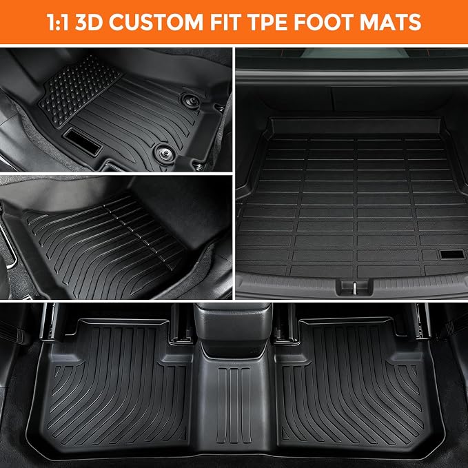 Floor Mats for Subaru Forester 2014-2018, Custom Fit Heavy Duty TPE All Weather Protection, Waterproof Non-Slip Black Car Liners for Front & Rear (Two-Row Floor Mats & Cargo Liner)