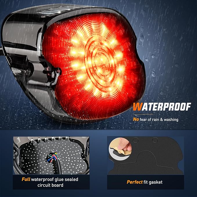 Nilight LED Tail Light Motorcycle Brake Turn Signal Driving License Plate Rear Lights Smoked Plug and Play for Harley Davidson Dyna Sportster 883 1200 Road King Glide Electra Heritage