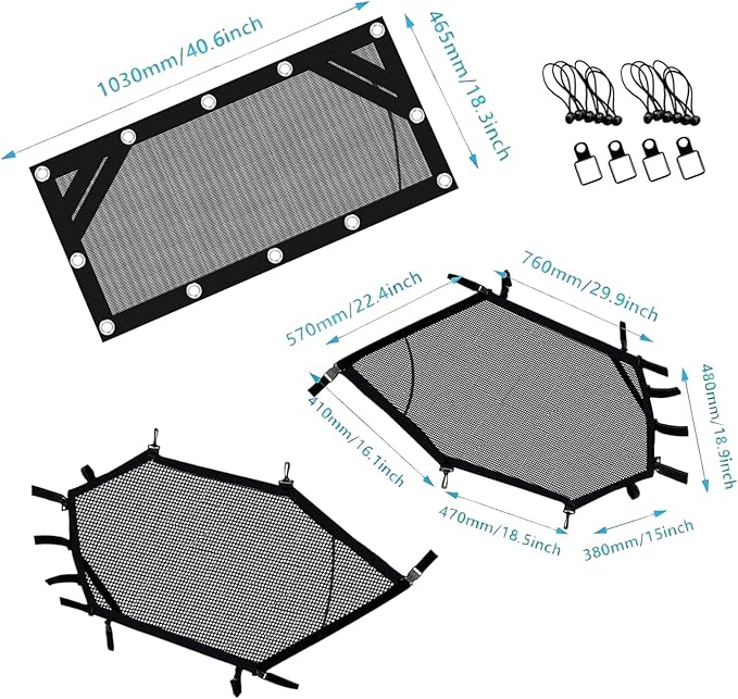 Window Net Roll Cage Mesh Net Guard Front Rear Right and Left Window Shade Shield Cover Door Scratch Prevention Compatible for UTV Polaris RZR 570 800 1000 900 RZR XP Turbo 2015-2019 2 Seater