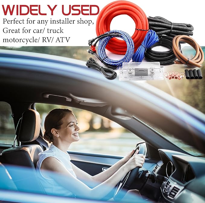 4 Gauge OFC AMP Wire Kit 2000 Watt Car Subwoofer Wiring Install kit for Amplifier Power,Radio and Speakers