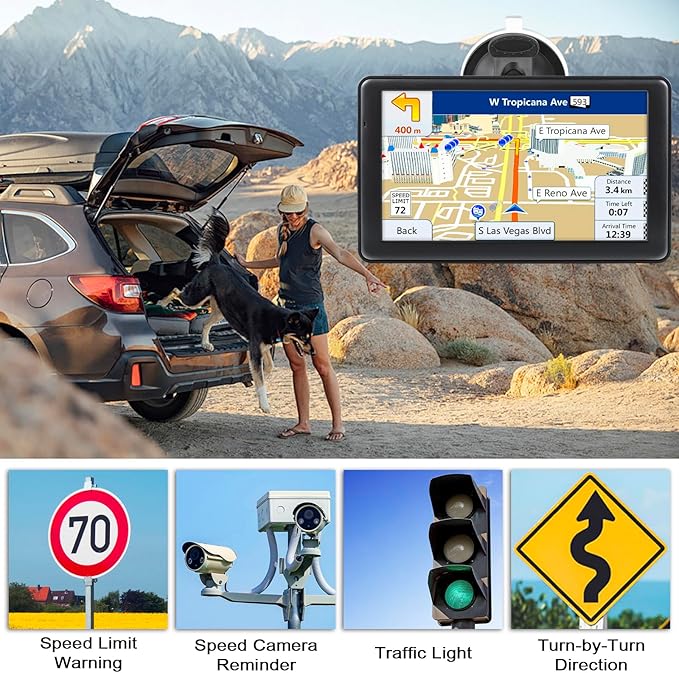 7''GPS Navigator for Truck Car with 2026 Maps Free Lifetime Updates, GPS Truck Drivers Commercial Trucker Navigation Systems with Voice Assist, Speed Limit Warnings, Custom Routing, Driver Alerts
