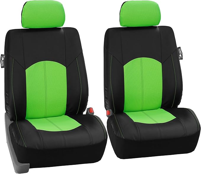 FH Group Perforated Leatherette Three Row Set 8 Seater Car Seat Covers, Airbag Compatible and Split Ready- Universal Fit for Cars, Trucks & SUVs (Green)