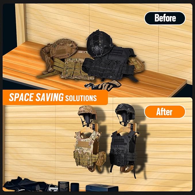Tactical Gear Stand, Plate Carrier Helmet Stand, Motorcycle Helmet Holder Wall Mount with Hooks,Hanger Rack for Motorcycle Football Cycling Accessories