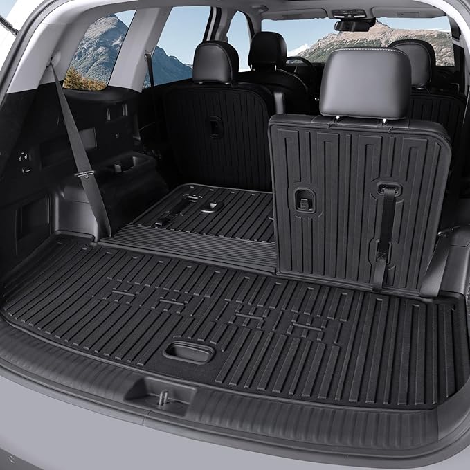 Cargo Mat with Backrest Mat for 2020-2025 Kia Telluride, All Weather TPE Trunk Mat Rear Cargo Liner Back Seat Cover Protector for Kia Telluride Accessories