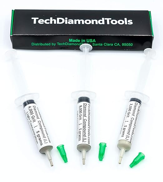 TechDiamondTools Kit of 3 Diamond Polishing Compound Polishing Paste USA Made 2000 4000 8000 Grit for Marble Glass Metal Rock Jewelry Resin Silver Gemstone with 10% of Diamond Powder