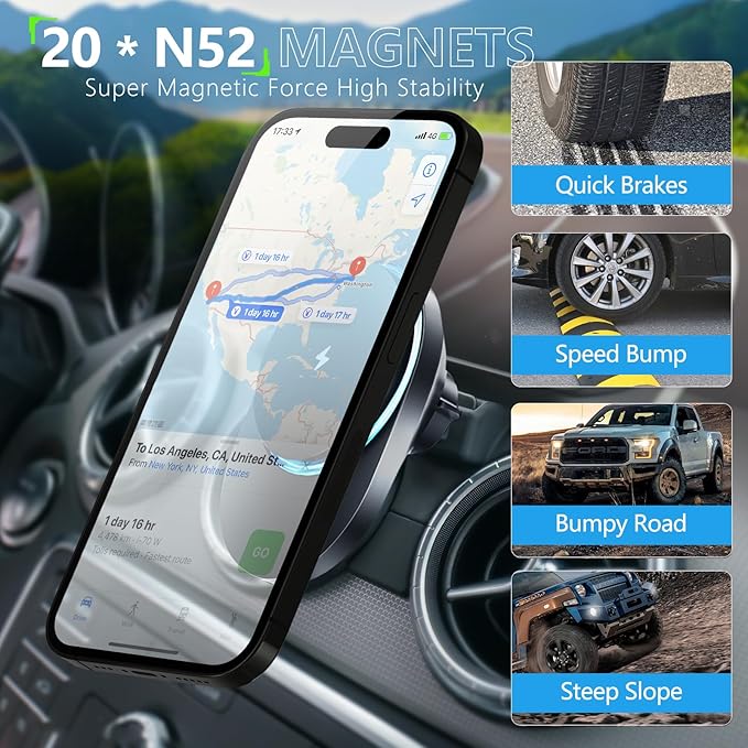 CLEC for Mercedes-Benz GLA-Class 2015-2020 CLA-Class 2013-2019 Magnetic Wireless Car Charger Phone Holder Mount 15W Fast Charging Car Phone Holder Wireless Charger