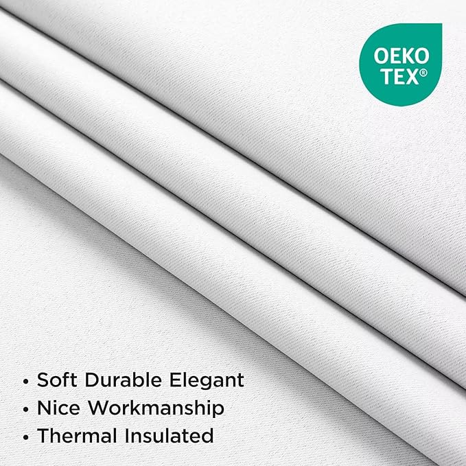 Joydeco 108 Inch 60% Blackout White Curtains 2 Panels, Elegant Semi Sheer Curtains for Bedroom,Thermal Insulated Black Out Drapes for Living Room,Rod Pocket Back Tab Drapes(W52 x L108 Inch,Pure White)