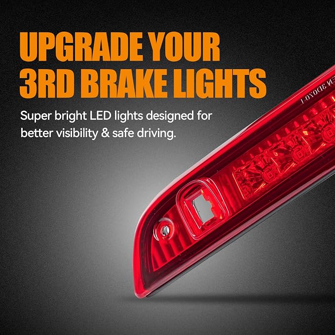 Third 3rd Brake Light LED for 2007-2017 Jeep Patriot, High Mount Rear Brake Lights Assembly for 07-17 Jeep Patriot, Waterproof Center Cab Lamp Stop Light (Red)