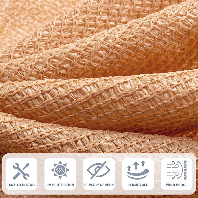Cool Area Sun Shade Cloth with Grommets 14×15 FT Shade Panel Shade Tarp Screen Fabic for Outdoor Patio Pergola Cover Deck Garden, Peach Fuzz (Customized)