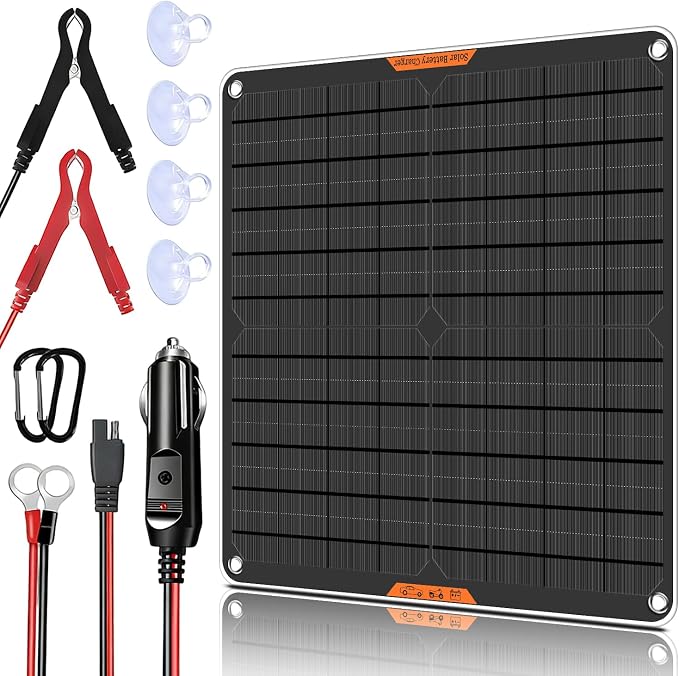 20 Watt 12 V Solar Car Battery Charger & Maintainer | Portable Solar Panel Trickle Chargerr for Car, Boat, Automotive,RV