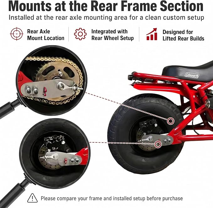 Mini Bike Bolt On Stretch Tab For Coleman B200R RB200 Realtree RT200 MEGA moto B212 MAX (1 inch lift/drop)