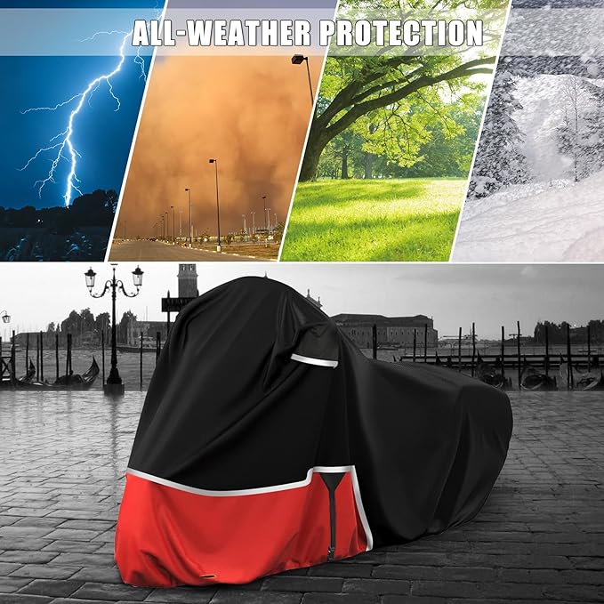 Waterproof Motorcycle Cover Replace for Honda Goldwing Without Trunk Models, 420D Oxford Cloth Automatic DCT, GL1800, Valkyrie Tourer Motorcycle Cover for Snow Rain Dust Protection