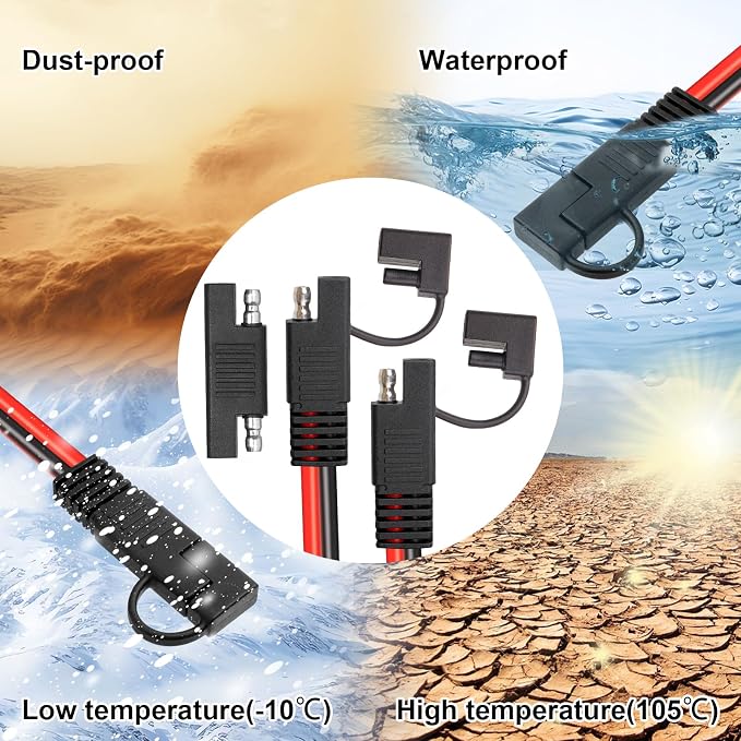 SAE Extension Cable 10AWG 100FT Quick Disconnect Tinned Copper Wire with SAE Connector Wire for Solar Panel, Battery, Tender Motorcycle, Automotive RV, Cars Tractor 10 Gauge