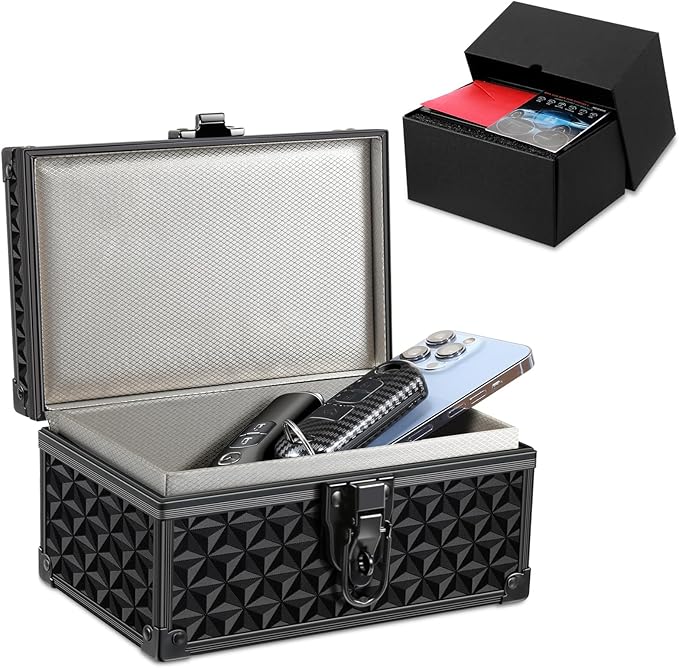 Faraday Signal Blocking Box for Car Key Fob, Keyless Entry Car Key Fob Protector Shielding Cage (3D Black)