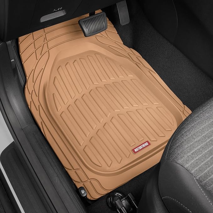 Motor Trend FlexTough™ Deep Dish Contours Rubber Car Floor Mats with Trunk Mat Cargo Liner, Front & Rear Combo Set fits Most Car SUV Van Coupe Sedan, Heavy Duty All Weather Trim to Fit