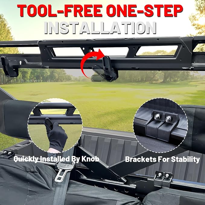 StarknightMT Ranger Rear Windshield Compatible with Polaris Ranger XP 1000/Crew 2017-2026 Ranger 1000/Crew 2020-2026 Smoke Tinted Ranger 1000 Back Window PC Windscreen