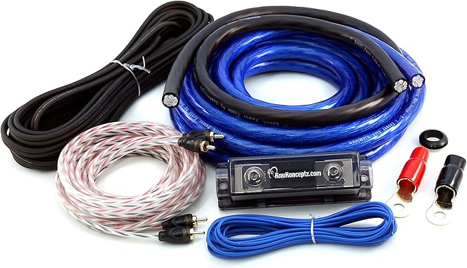 KnuKonceptz Bassik 0 Gauge Complete Amplifier Installation Amp Wiring Kit with RCA