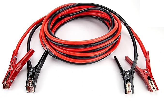 Justin Case Super Heavy-Duty Jumper Cables for Car, Includes 1 Gauge Wire Conductor 25' Car Jumper Cables & 365 Days of Roadside Assistance
