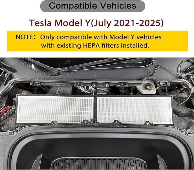 Front Trunk Hepa Filters Kit for Tesla Model Y(2022-2026) with Activated Carbon,4-pack Dual Layer Air Filter Replacement Includes 2 HEPA Filter 2 Carbon Filter