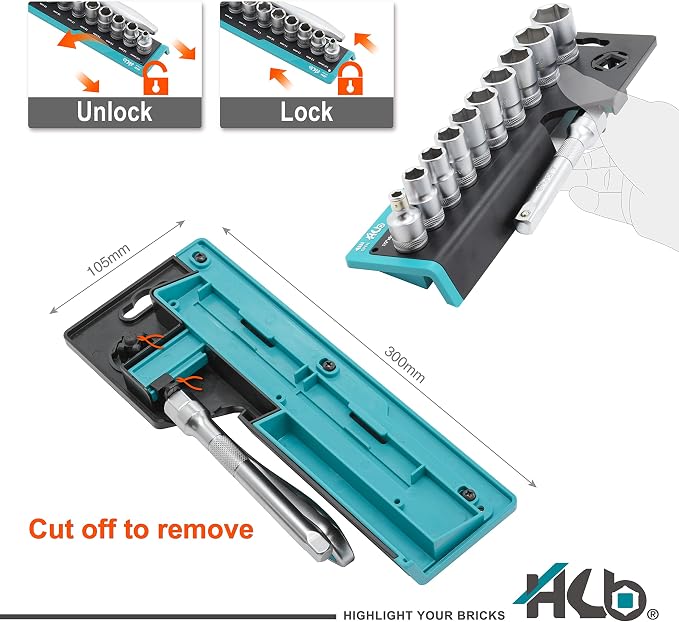 HB 13-Piece 3/8" Drive Socket Set AKM021-U | 120-Tooth Ratchet Handle 3° Arc Swing Offset Quick Release Disc Function | Chrome Vanadium Steel Micro-Chrome Finish | Portable Rack Made in Taiwan