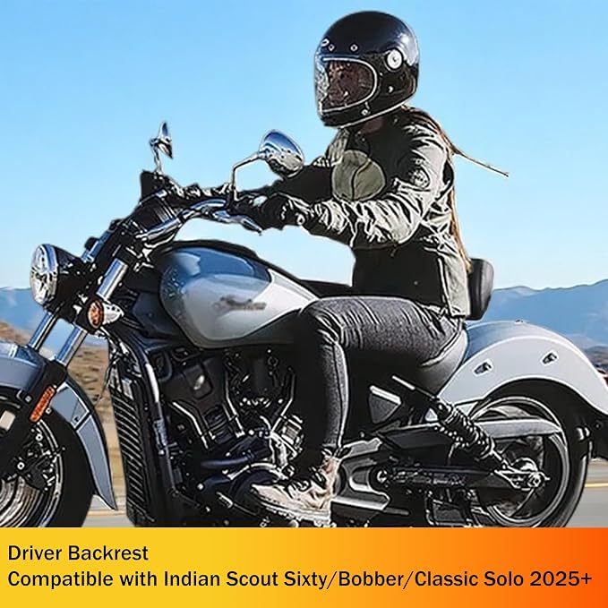 Driver Backrest Compatible with Indian Scout Sixty/Bobber/Classic Solo 2025+, Plug-In Rider Backrest Sissy Bar for Indian Motorcycle Accessories