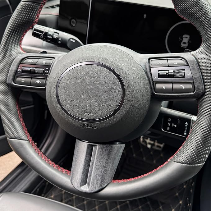 2 PCS Matte Wood Grain Car Steering Wheel Frame Cover Steering Wheel Button Panel Protection Frame Compatible with Hyundai Sonata DN8 2024 Accessories【Not Applicable to Sonata N-Series】