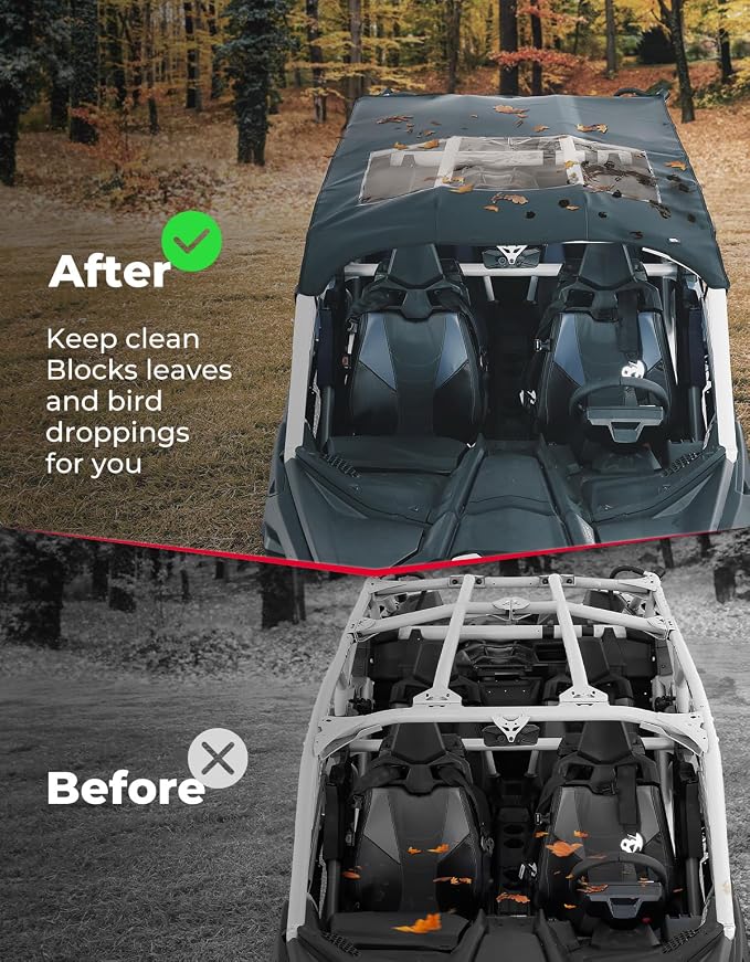 KEMIMOTO X3 Max Roof Wind Deflectors Roof Top Sun Visor Waterproof Friction-Resistant Bimini Compatible with Can Am Maverick X3 Max 2017-2026 All 4-Seat Models