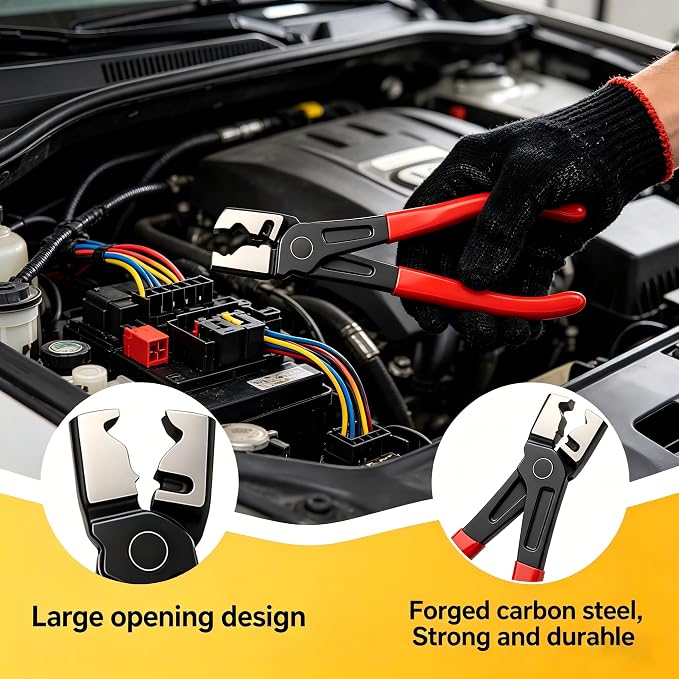 9PCS Disconnect Pliers Electrical Connector Removal Tool with Bag and golve | Hose Clamp Pliers & Fuel Line Disconnect Tool Set, Safe Tight Engine Bay Repair, Electrical Connector Removal & Maintenance
