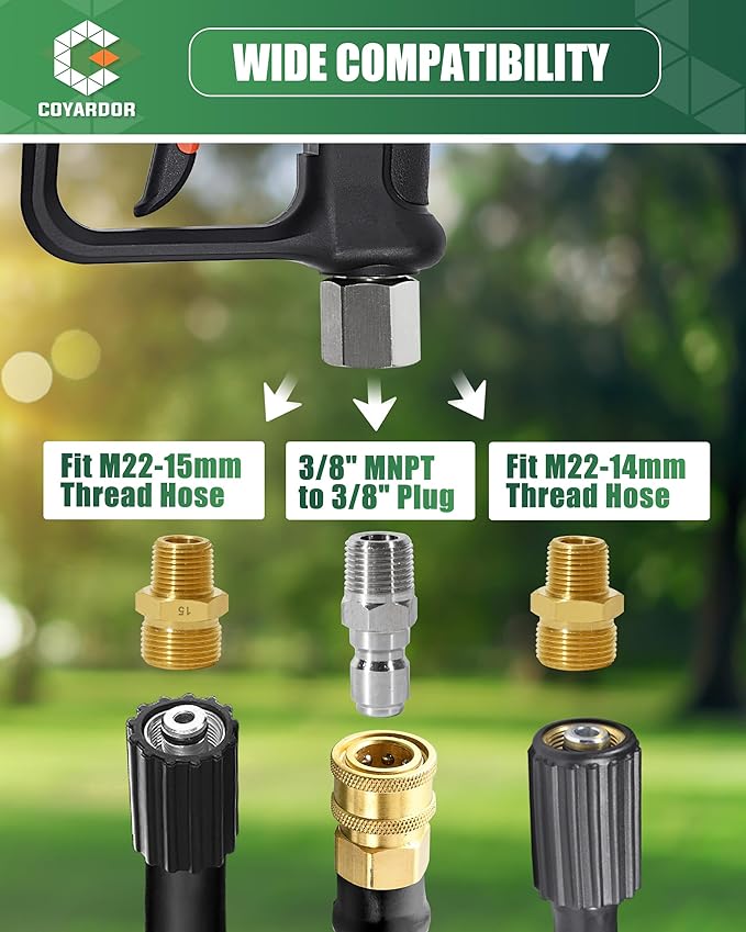 Pressure Washer Short Gun with Swivel 3/8" Male Plug & 1/4”Quick Connector Coupler - Comfortable Handle - Compatible with Foam Cannon for Car Wash 4000 PSI, Black