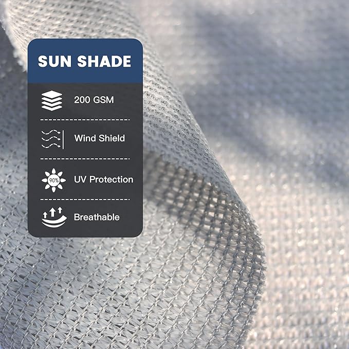 90% Sun Shade Cloth with Grommets, Customizing Outdoor Pergola Shade Cover, Heavy-Duty Mesh Tarp Patio Sun Screen for Lawn Garden Backyard, 21X22 FT, Light Grey