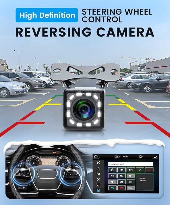 Car Stereo Single Din Wireless Carplay Android Auto 7'' Touch Screen, Rimoody Car Radio Bluetooth support Online Video and Yo-u Tu-be video, FM, EQ, Type-C, AUX, USB-2, Mirror Link, SWC, Backup Camera