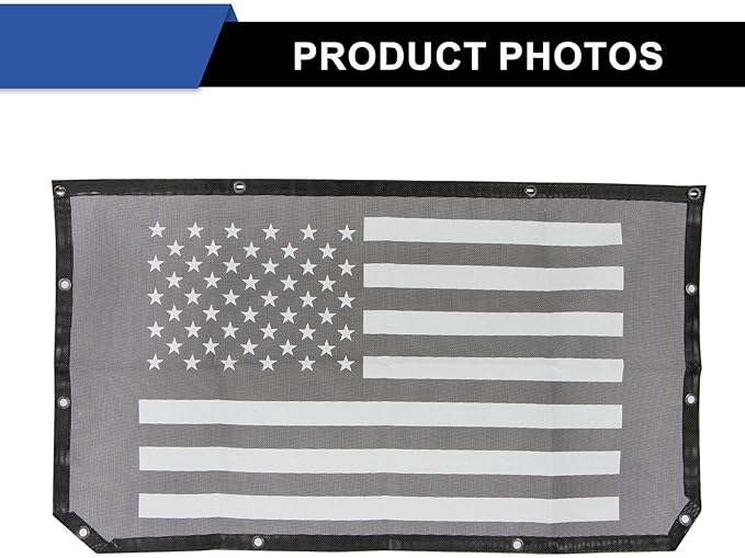 Sunshade for Jeep Wrangler JL JLU Unlimited 2 and 4 Door 2018-2023 Mesh Top Cover Sunroof Screen Bikini Soft Sun Shade with UV Blocker Exterior Accessories American Flag(Black)