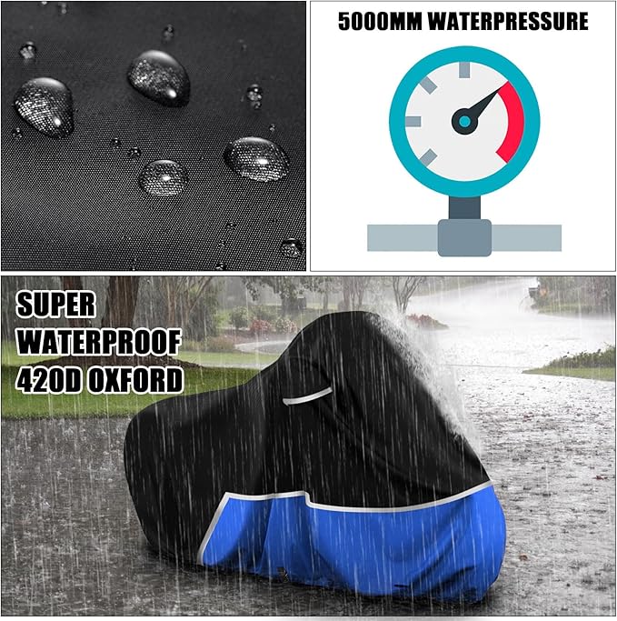 Waterproof Motorcycle Cover Compatible with Yamaha Zuma 125/Xmax 300 Scooter Models, 420D Oxford Cloth Motorcycle Cover for Snow Rain Dust Protection