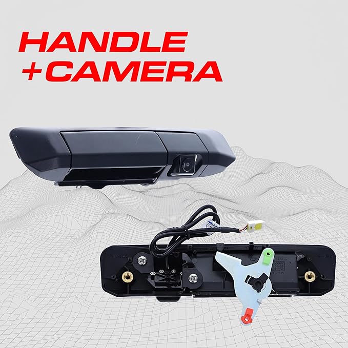 Master Tailgaters Black Tailgate Handle with Backup Camera Replacement for Toyota Tacoma (2005-2015) | IP68 Waterproof | Parking Grid Lines Available | Easy to Install