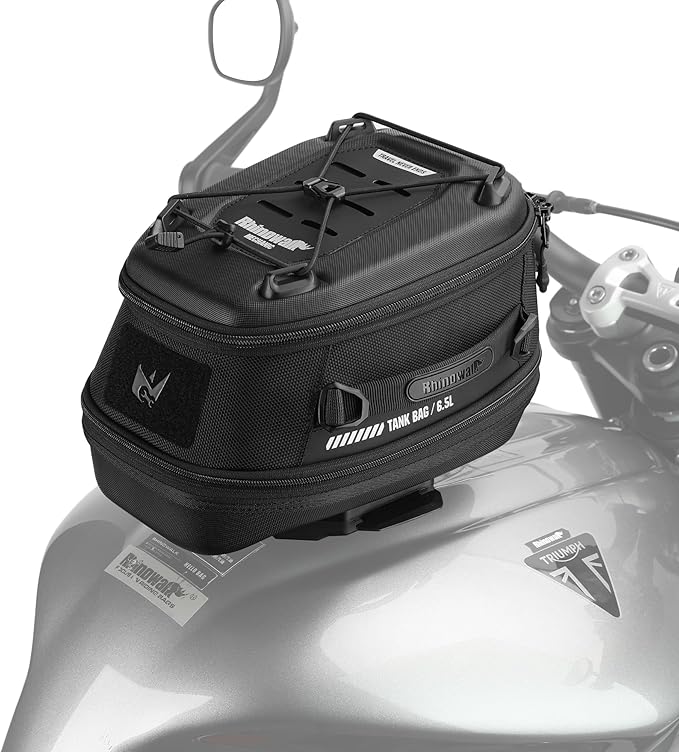 Rhinowalk Motorcycle Tank Bag Magnetic Quick Release 5-6.5L Expandable Capacity Motorbike Storage Bag Backpack with Rain Cover (Black)