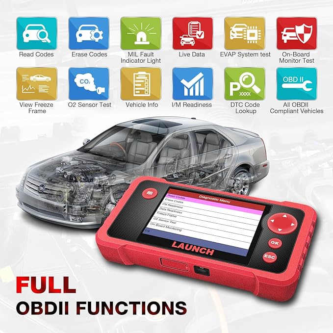 Launch Crp123 V2.0 Obd2 Scanner, 2026 Engine/Abs/SRS/Transmission Car Diagnostic Tool with Oil Reset/Throttle Adaption/SAS Relearn, Check Engine Code Reader, Lifetime Update Scan Tool