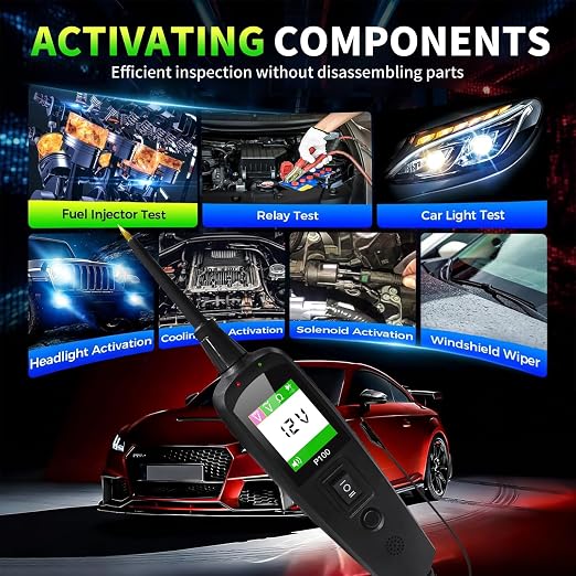 Automotive Circuit Tester, 12V 24V Power Probe Kit | 40FT Cable. 6-30V Auto only (No home AC). 0-65V DC/AC sensor LCD. Instantly activate fuses, relays & circuits.