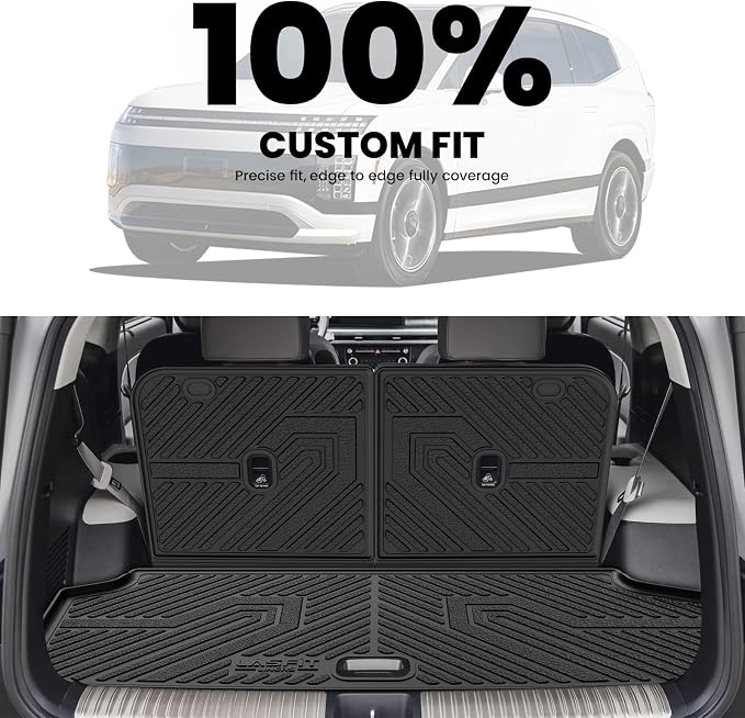 LASFIT Backrest & Cargo Mats for Hyundai Ioniq 9 2026, All Weather TPE Custom Fit Hyundai Ioniq 9 2026 Full Set Car Accessories Backrest Mats & Trunk Liners,Black