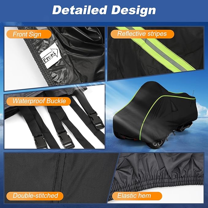 QUNSUNUS Waterproof Motorcycle Cover for Can-Am Spyder F3 2016-2023, 420D Heavy Duty Trike Cover with Wind, Sun, UV and Dust Protection